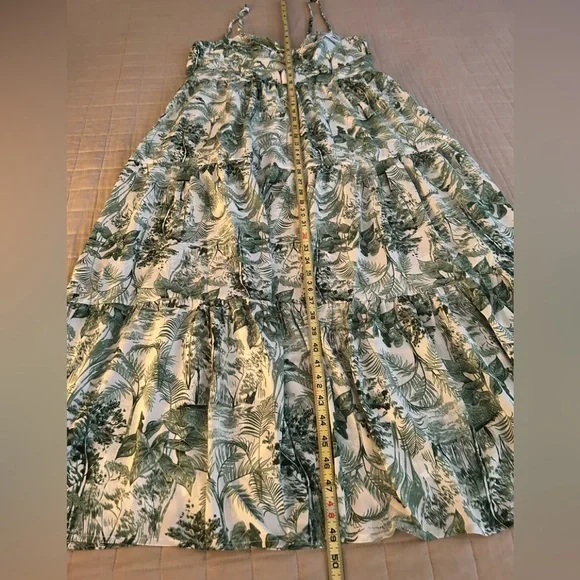 Cider Green Lush Leaf Tropical Print Long Dress💕 - Picture 3 of 8